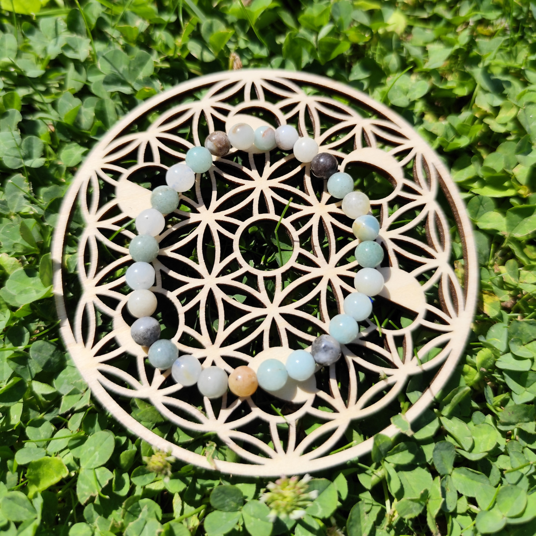 Bracelet Amazonite multicolore perles 6mm