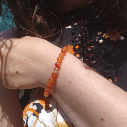 Bracelet Cornaline perles 6mm