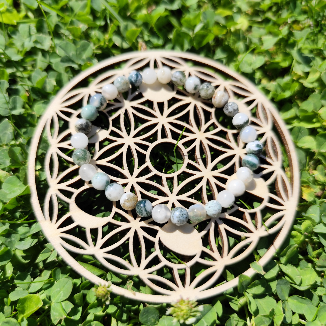 Bracelet Agate Arbre perles 6mm