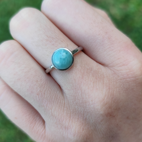 Bague Argent 925 Ajustable Ronde Larimar