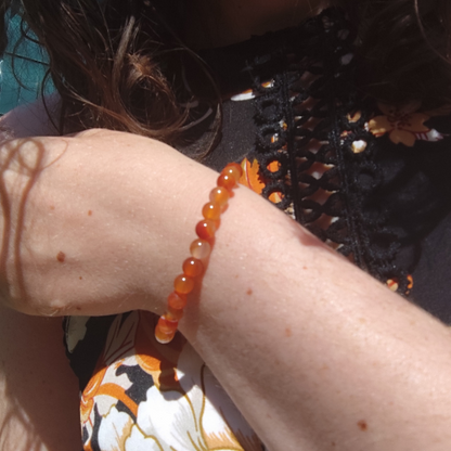 Bracelet Cornaline perles 6mm